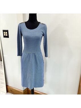 Boden Janie Day Dress Blue and white striped size 2